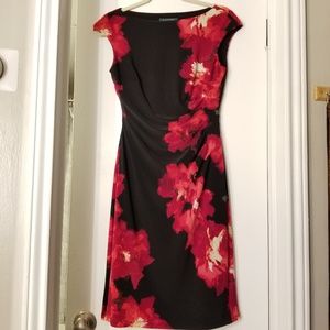 Black Sleeveless Dress with Red Rosed